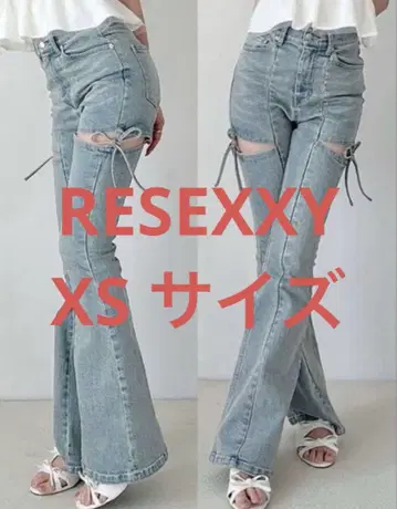 RESEXXY 젝시 컷 아웃 리본 데님 팬츠 라이트 블루 XS