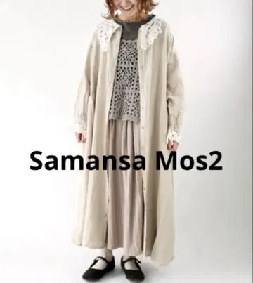 Samansa Mos2 바텐 레이스 원피스 프리 사이즈 마 혼방