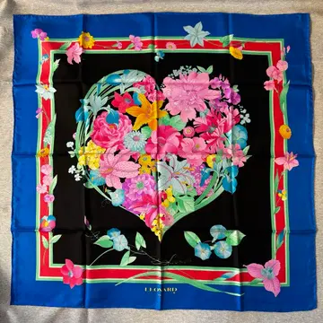 레오나르 LEONARD 실크 스카프 약 87cm x 약 89cm 대형 숄