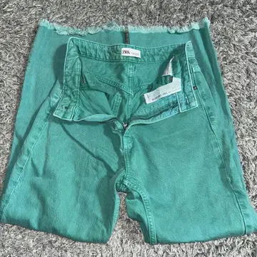 [ ZARA ] 컬러 데님 팬츠 그린 EUR36