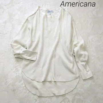 Americana 써멀 티셔츠 아이보리 와플 긴팔 롱T