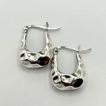 실버 925 Sterling 타타키 디자인 후프 귀걸이/망치눈/스퀘어