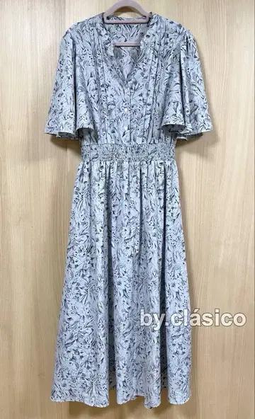 선착순 CLETTE 오리지널 케이프 소매 꽃무늬 원피스 쿠레트