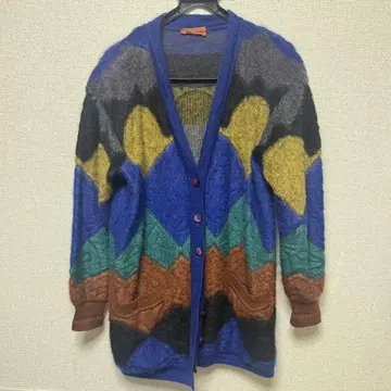 미쏘니 missoni 가디건 올 패턴 멀티 컬러 모헤어 XL