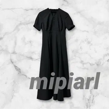 mipiarl 미피아르 플레어 원피스 초커 조젯 버튼 부착