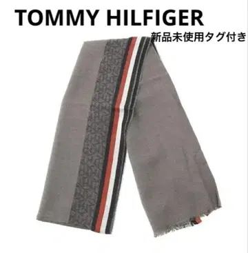 TOMMY HILFIGER 시그니처 테이프 머플러 그레이 미사용 새상품