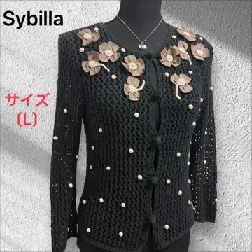Sybilla [시빌라] 가디건 꽃 도트 코튼 혼방 사이즈 L
