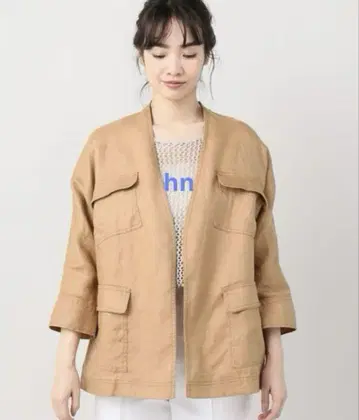 noble 노블 린넨 노카라 자켓