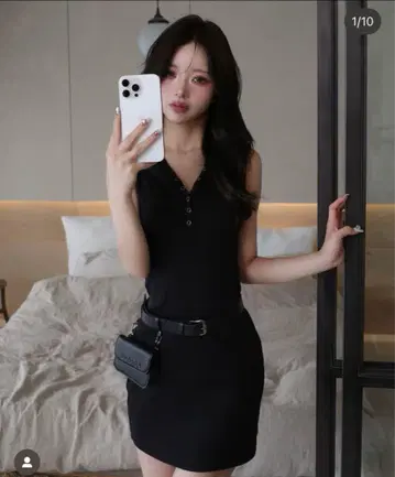 darich 헨리넥 후드 미니 원피스