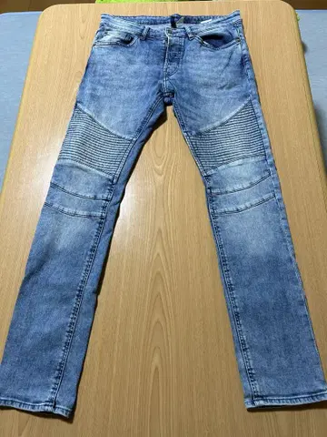 H&M 워시 가공 바이커 스트레치 스키니 데님 팬츠 32