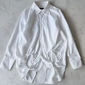 소도크 soduk 25SS 비대칭 개더 셔츠 화이트 화이트 긴팔