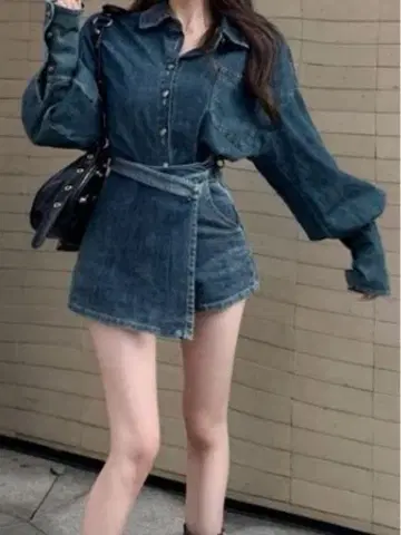 데님 셔츠 스커트 셋업