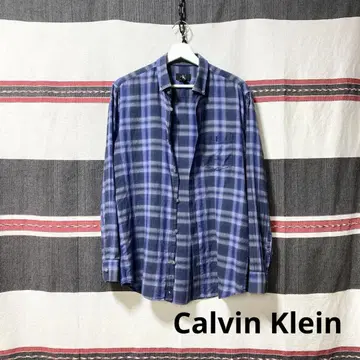 CK Calvin Klein 옴브레 체크 BD 셔츠 네이비 S 사이즈
