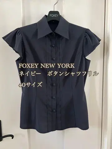 FOXEY NEW YORK 네이비 버튼 셔츠 40 사이즈