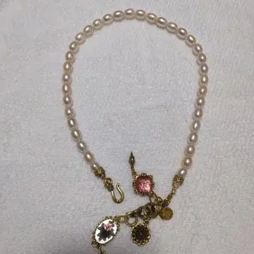 진주 목걸이 빈티지 참 포함 40cm