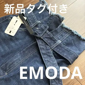 택 포함 새상품 EMODA 2WAY 슈퍼 하이웨스트 와이드 청바지