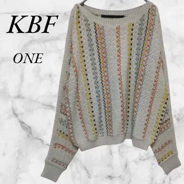 KBF 플러스 래글런 슬리브 니트 스트라이프 베이지 계열