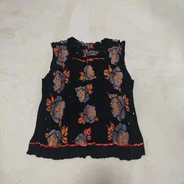 HIROKO BIS 히로코비스 꽃무늬 탱크탑 블랙 x 오렌지