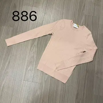 886*UNITED ARROWS 리브 니트 크루넥 실크 얇은 소재