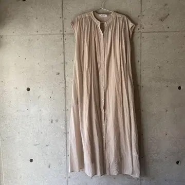 베이지 반팔 셔츠 원피스 허리 리본 포함