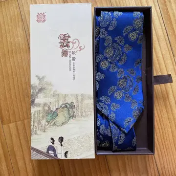 파란색 꽃무늬 실크 넥타이 운금 (난징 특산 고급 금직물)