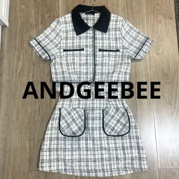 새상품급 ANDGEEBEE 트위드 컴팩트 셔츠 스커트 셋업