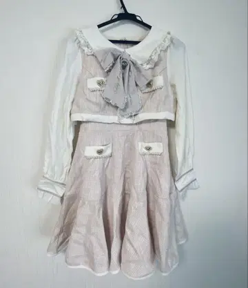 [ LIZLISA ] LIZLISA 핑크 트위드 원피스 셋업