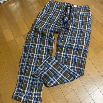 ANCHOR HOUSE 체크 팬츠 이지 팬츠 린넨 브라운 네이비 계열