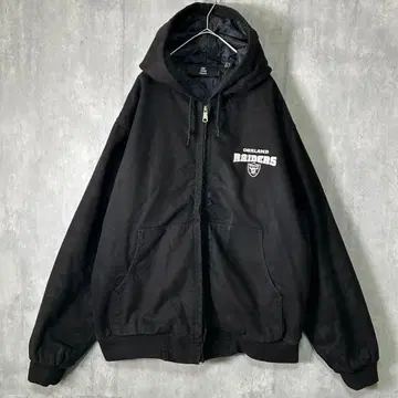 레어 Raiders 덕 액티브 자켓 후드티 자수 로고 블랙