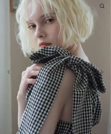 RANCLIC 2way ribbon peplum top GINGHAM