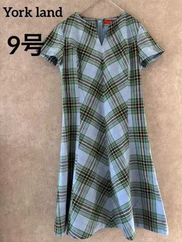 York land 요크랜드 타탄 체크 반팔 원피스 9호