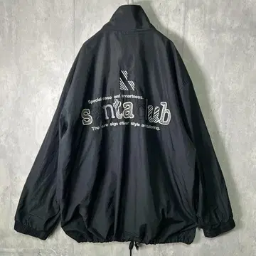 레어 santa sports club 자수 나일론 자켓 얇은 소재 블랙