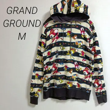 GRAND GROUND 캐릭터 패턴 후드티 M 그라그라 보더