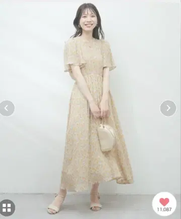꽃무늬 롱 원피스 2way 반팔