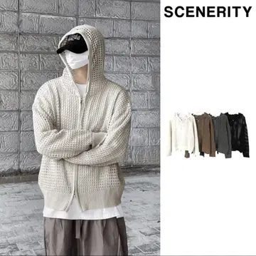 SCENERITY Hood Grunge Knit 메쉬 후드티