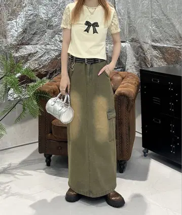 sedacle girl 오버다이 카고 롱 스커트