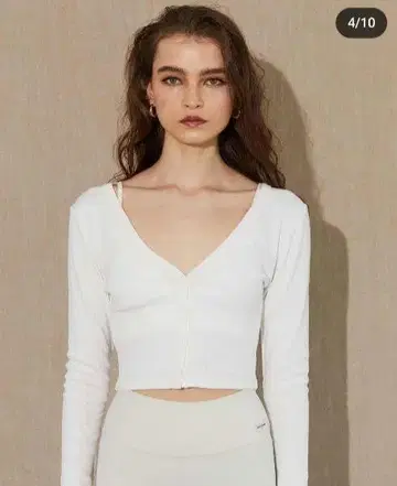 Wellness 리브 크롭 가디건 화이트 S