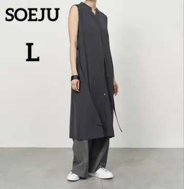 SOEJU 소쥬 빈티지 새틴 원피스 차콜 그레이 L