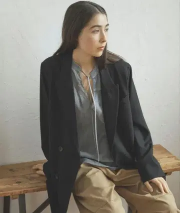 ANGELINA 시어 데님 풀오버 블루