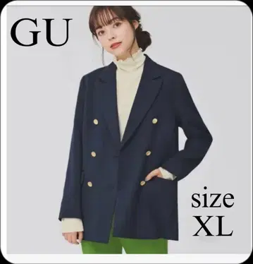 새상품급 빅 사이즈 GU 더블 브레스트 네이비 블레이저 골드 버튼 XL