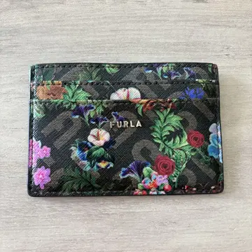 FURLA 꽃무늬 카드 케이스 블랙