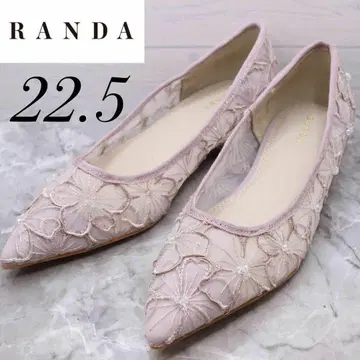 [컨디션 최상] randa 란다 꽃무늬 레이스 플랫 펌프스 튤 22.5