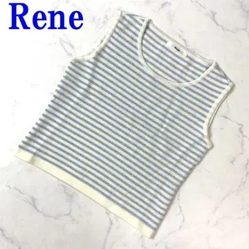 Rene 르네 보더 라메 믹스 니트탑 블루 화이트 36 C116