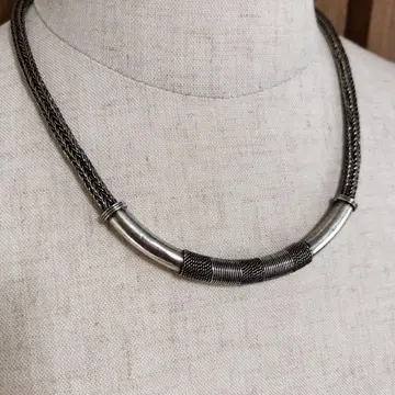은세공 공예품 목걸이, 빈티지, 실버 초커, 약 43~45cm