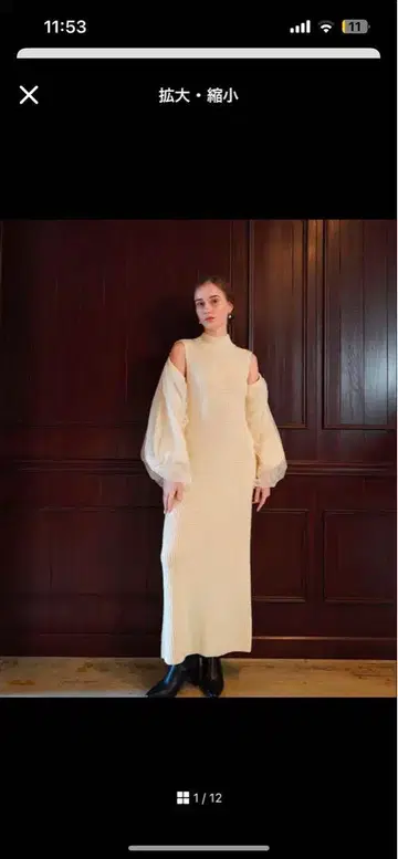 Acka tulle sleeve knit one-piece