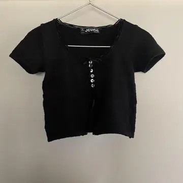 JEUNE 반팔 숏 기장 가디건 갸루