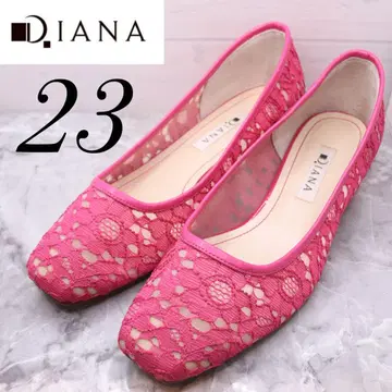 DIANA 다이애나 플랫 펌프스 핑크 레이스 메쉬 스퀘어 23