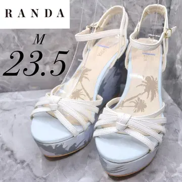 RANDA 란다 샌들 화이트 크로스 스트랩 통굽 웨지 M 23.5