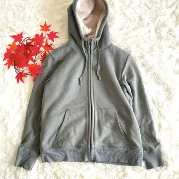 유니클로 UNIQLO 후드 부착 보아 자켓 베트남 제조 포켓 면 혼방