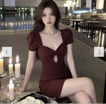 [ 원피스 ] 무지 슬림 스퀘어넥 반팔 원피스